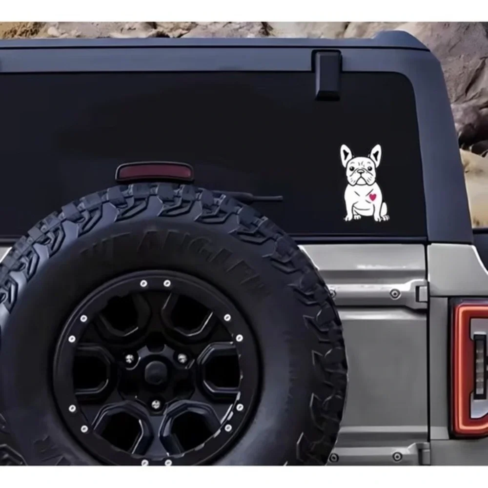 French‎ Bulldog Vinyl Decal Sticker White Black Pink Heart